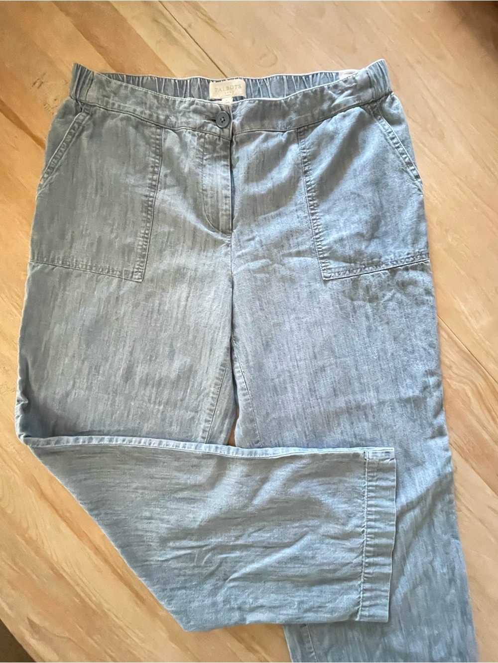 Talbots 100% Cotton Chambray Pants Size 8 Modern relaxed Fit vacation Ready - Picture 10 of 16